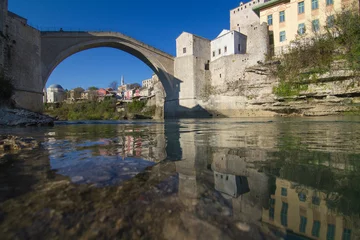 Fotobehang Stari Most Old bridge over river Neretva in Mostar, Bosnia and Herzegovina
