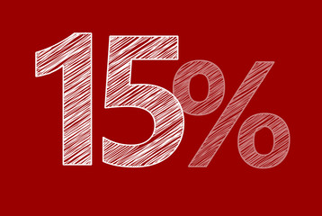 15 % Rabatt Aktion Angebot Sonderangebot Weiss ROT Scribble