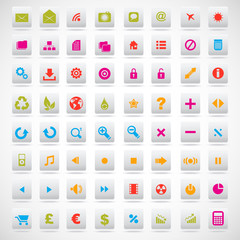 set of icons pink, green, yellow