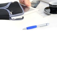 Copyspace mit Tablet PC und Schutztasche
