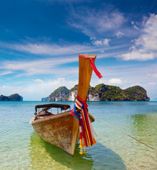 Traditional longtail boats in bay of Phi-phi island, Thailand