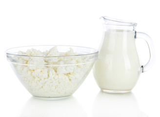 Dairy products isolated on white