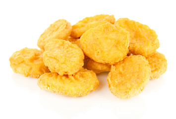 Fried chicken nuggets isolated on white