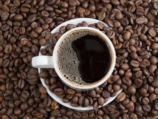 cup of coffee and grains