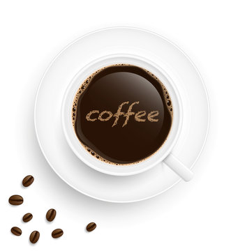Coffee cup with beans