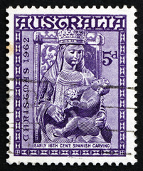 Postage stamp Australia 1962 Madona and Child, Christmas