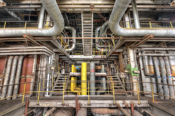 Old gas boiler in an abandoned power plant