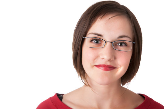 Junge Frau mit der Brille.