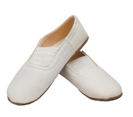 shoes ballet old children  white pink pointe slippers isolated c