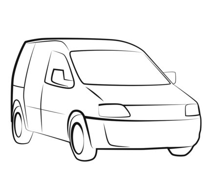 White commercial vehicle - delivery van. Illustration in simple