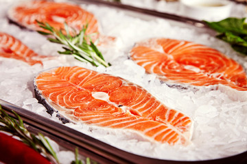 Fillet of salmon in ice