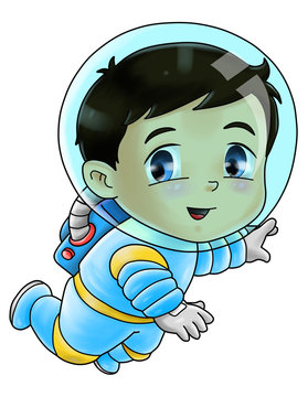 Cute cartoon illustration of an astronaut