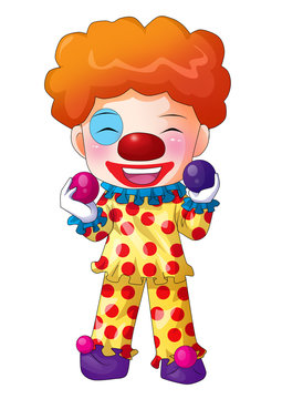 Cute cartoon illustration of a clown