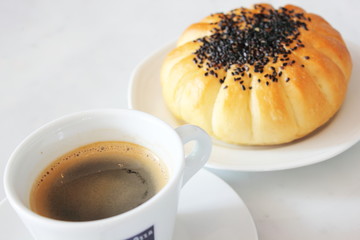 Taking a coffee break with pastry