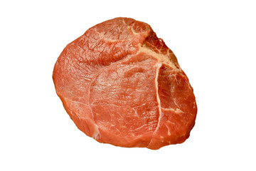 Raw beef on white background.