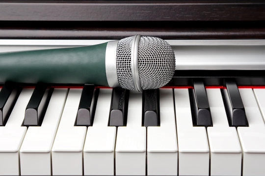 Electronic keyboard and microphone