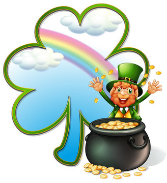 A rich man with a pot of gold coins
