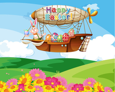 An aircraft with a Happy Easter greeting carrying the colorful e