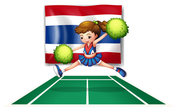 The Thailand flag with a cheerleader
