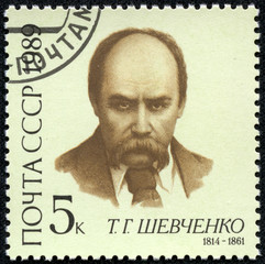 stamp shows Taras Shevchenko, a Ukrainian poet and painter