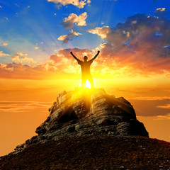 winner silhouette on a mount top