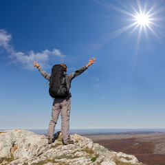 hiker on a mount top