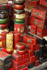 Obraz premium Dongtai Lu Antique Market famous Chinese red boxes on sale