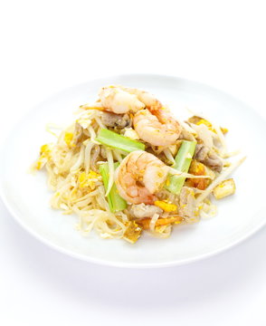 Thai food Pad thai , Stir fried noodles with shrimp