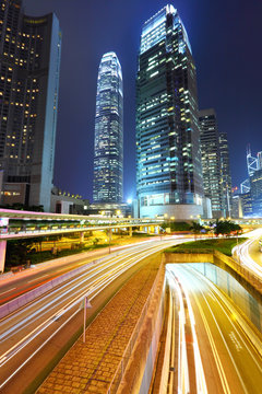 traffic in city at night