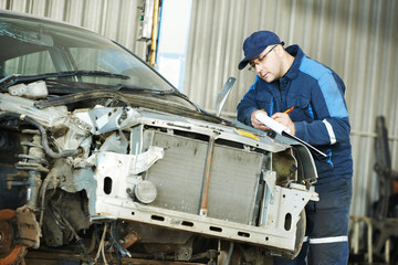 Fototapeta na wymiar worker at car repair determination