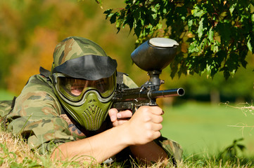 paintball player holding fire