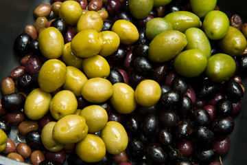 green and black olives