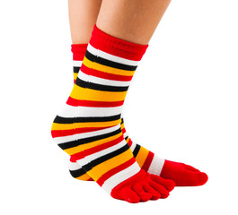 Colorful striped socks isolated