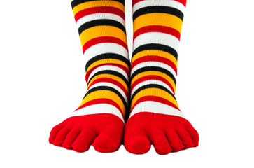 Colorful striped socks isolated