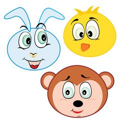 cute cartoon animal head icons