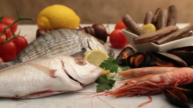 fish, mollusk and crustacean selection