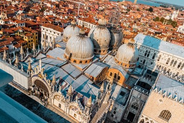 View of San Marco church from the height in Venice, Italy