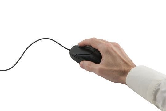 Man's Hand Holding Computer Mouse