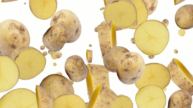 Falling Potatoes as background video (with Alpha)
