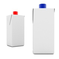 Two empty juice or milk package. In the 3-d visualization.