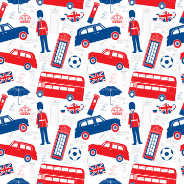 London symbols  -  Icons - Seamless vector patten - Silhouette