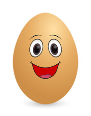 Happy egg on white background. Emotion, Face