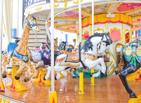 Carousel horse on a traditional fun fair ride.