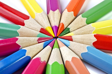 Colorful pencils isolated on a white background