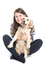 Young Girl Embracing Her Pet