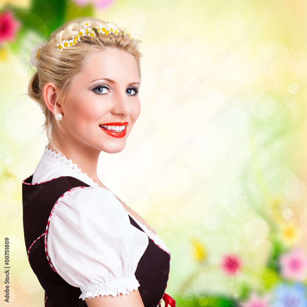 Wall mural attraktive blonde Frau im Dirndl