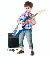 Little boy britpop style with electoguitar and guitar combo full