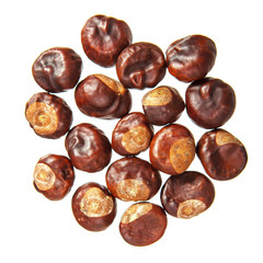 Chestnuts on a white