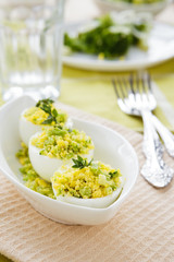 Appetizer of stuffed eggs