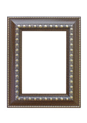 Brown picture frame isolated on white background.